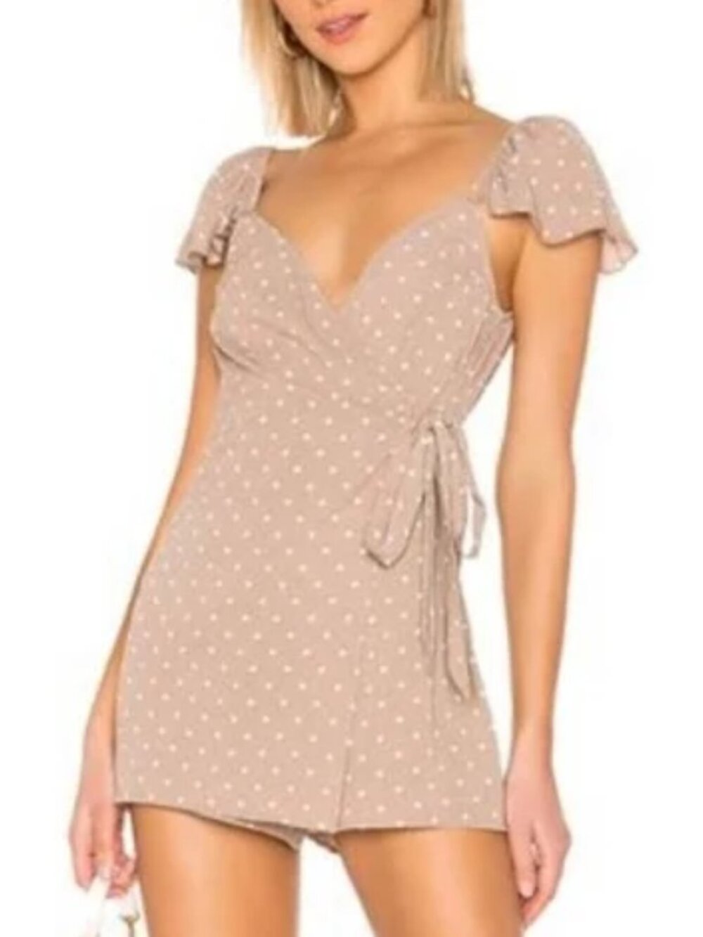 Show Me Your Mumu Elena Dot Wrap Romper Size Small